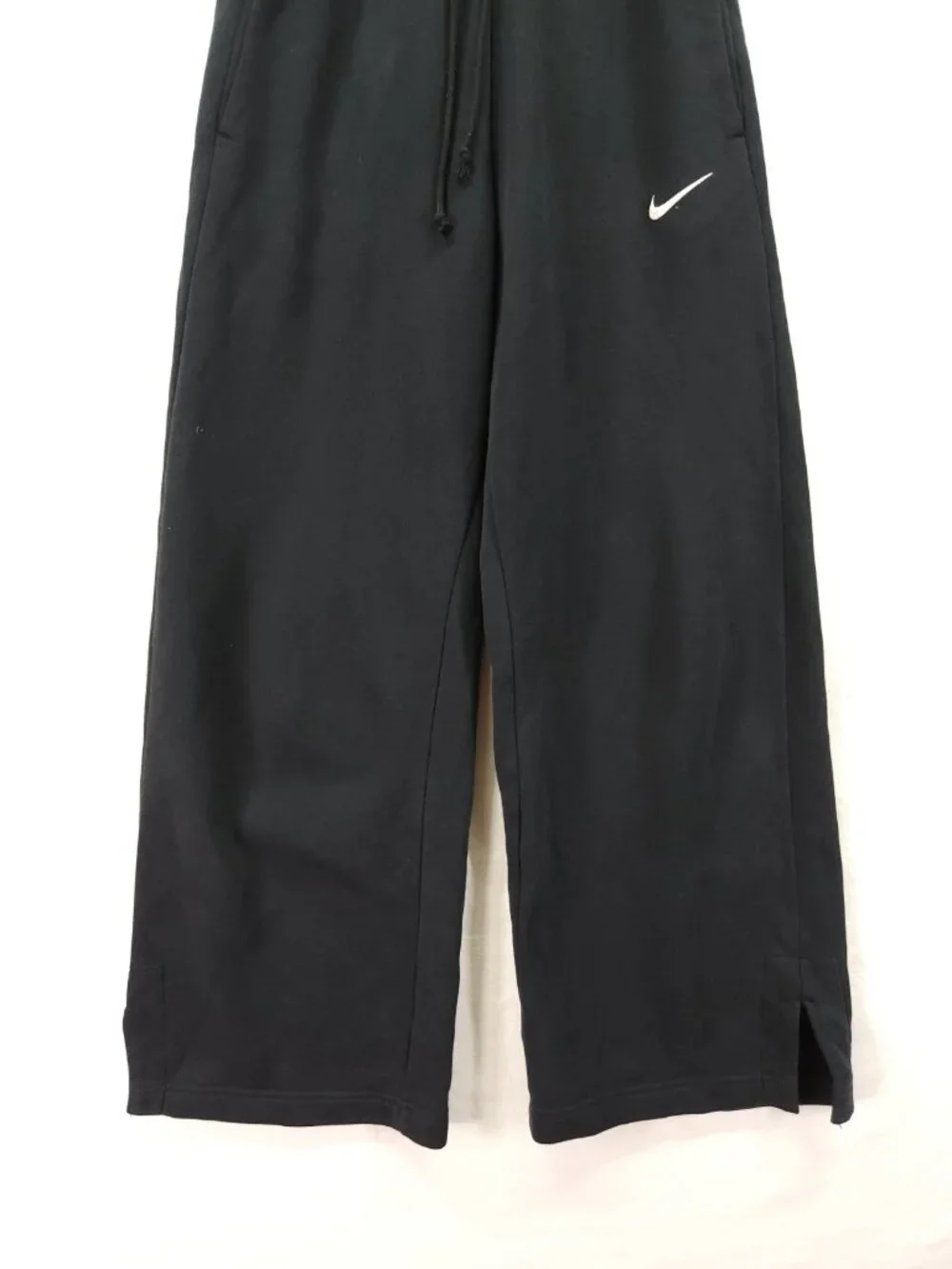Nike Women Size Small Black Fleece Wide Leg Sweatpants High Rise Cozy Loungewear
